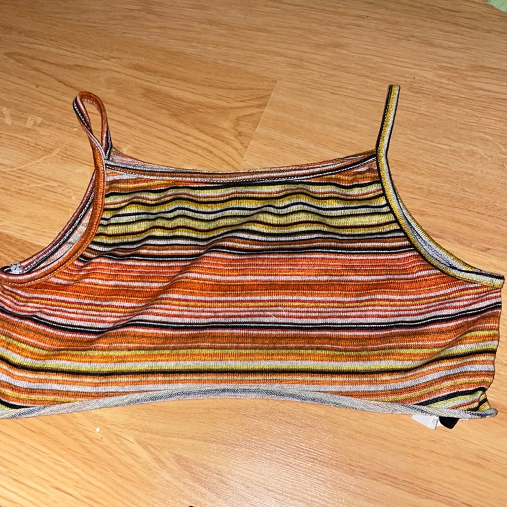 Multi colored hippie / boho super short crop top
